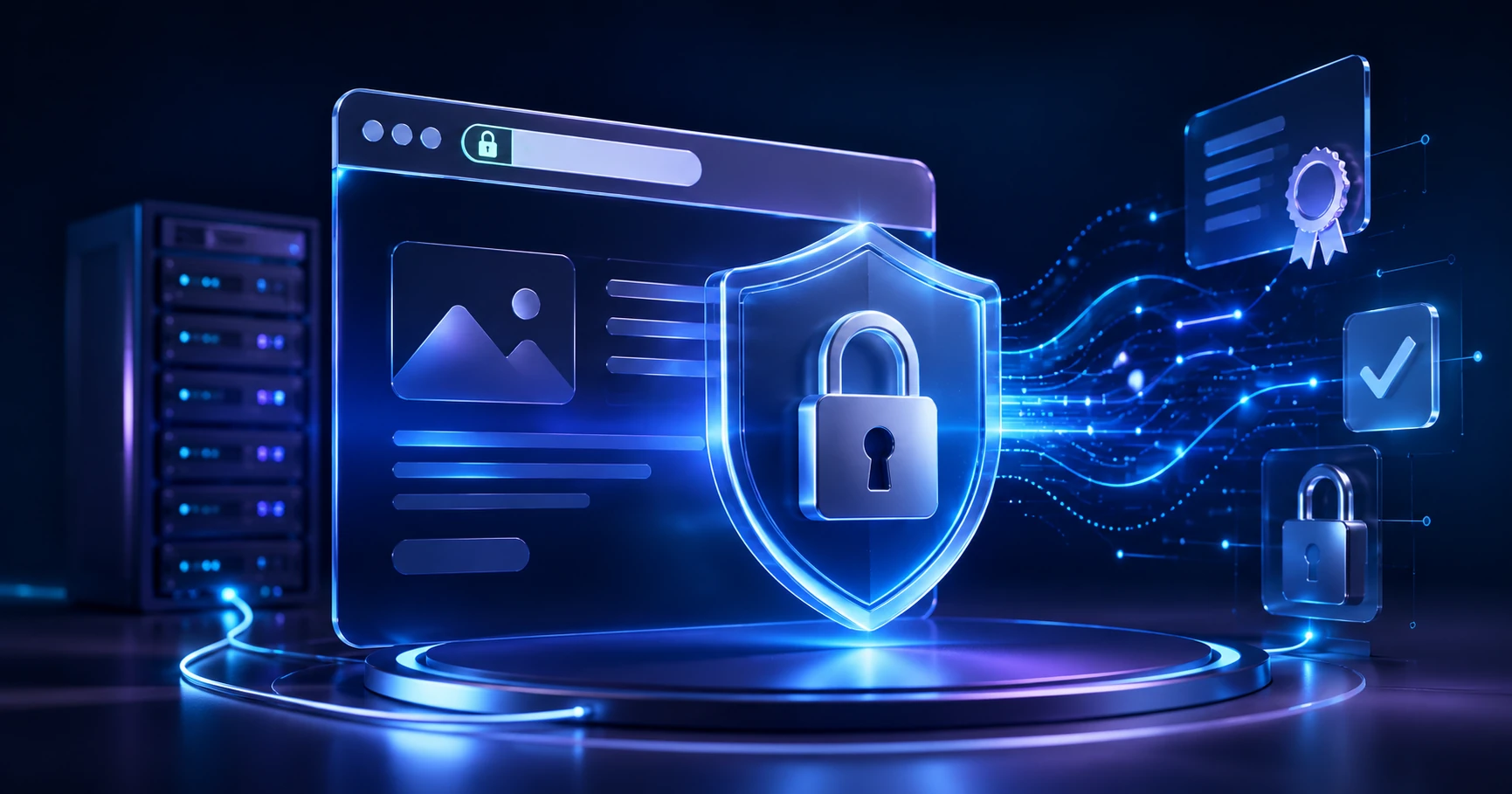 نمایش اتصال امن HTTPS و گواهی SSL برای رمزگذاری اطلاعات و محافظت از کاربران وب‌سایت
